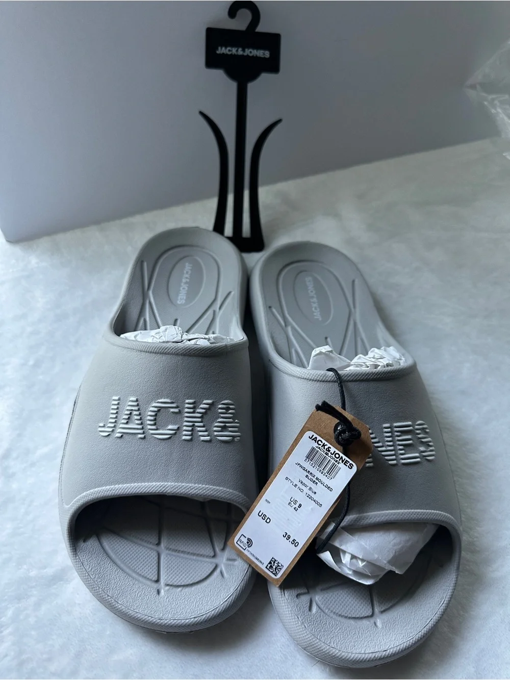 Jack & Jones Gray Slides Pool Slides Mens US Size 9 EU 42 Sandals Flip Flops